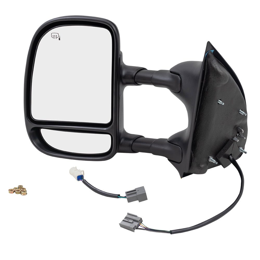 Brock Replacement Drivers Telescopic Tow Power Side View Mirror Heated Compatible with 1999-2007 F250 F350 F450 Super Duty Pickup Truck 3C7Z 17683 EAA
