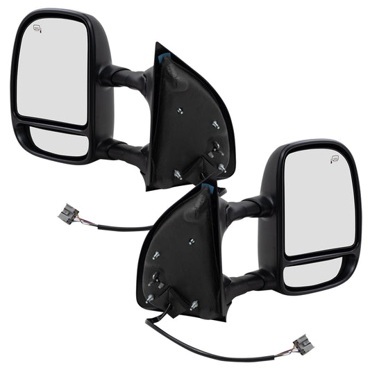 Brock Replacement Driver and Passenger Telescopic Tow Power Mirrors Heated Signal Compatible with 2003-2007 F250 F350 F450 Super Duty Pickup Truck
