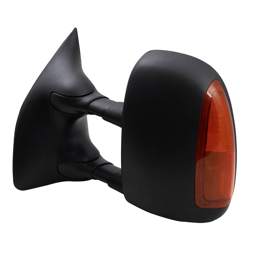 Brock Replacement Drivers Telescopic Tow Power Side View Mirror Heated Signal Textured Compatible with 03-07 Super Duty Pickup Truck Excursion