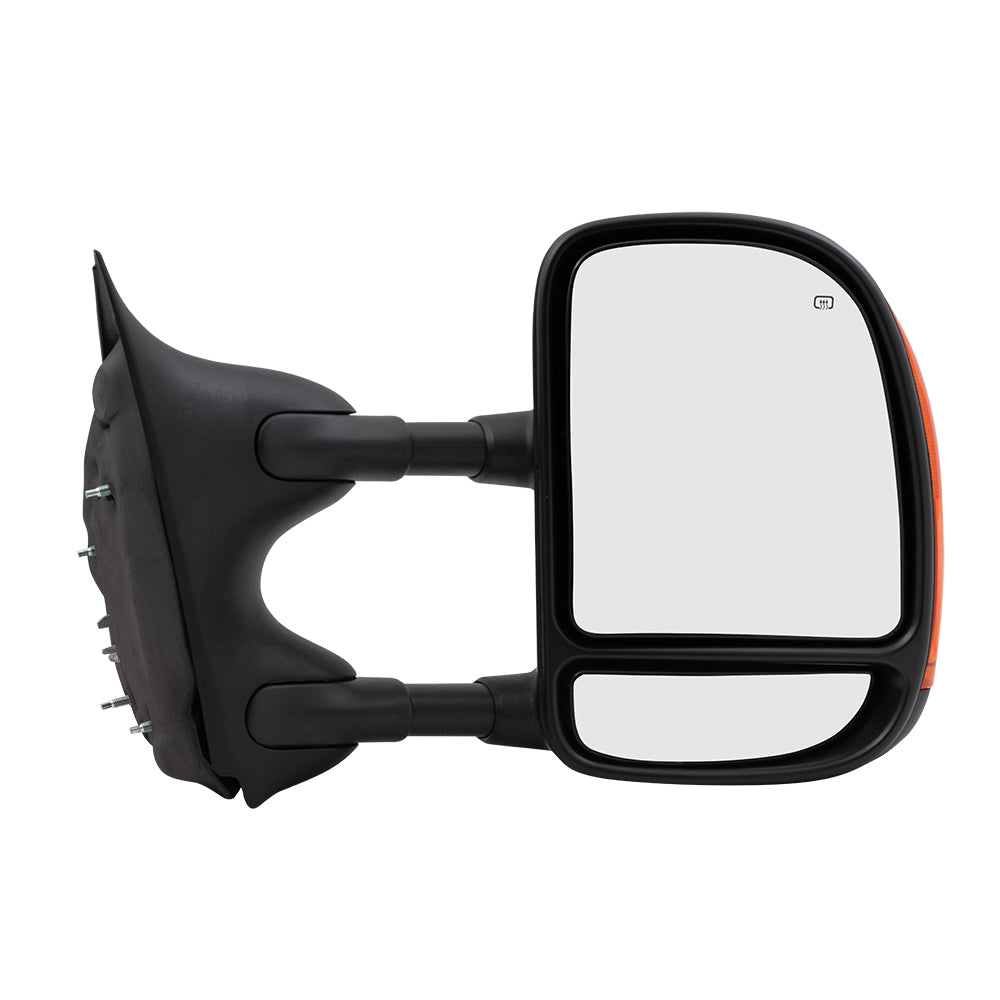 Brock Replacement Driver and Passenger Telescopic Tow Power Mirrors Heated Signal Textured Compatible with 03-07 Super Duty Pickup Truck Excursion