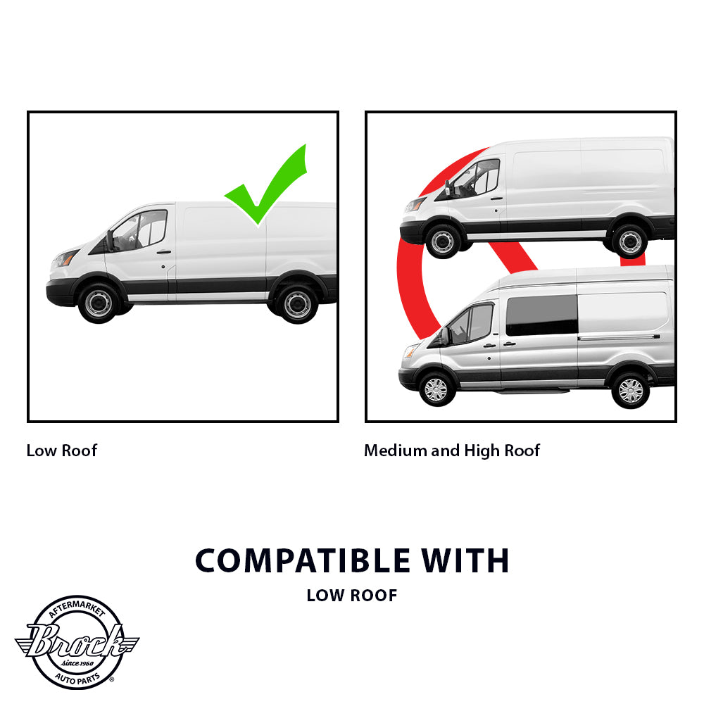 Replacement Passenger Side Manual Mirror with Dual Long Arms Compatible with 2015-2019 Transit Van with Low Roof
