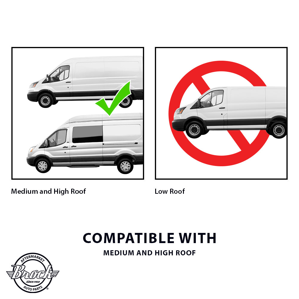 Replacement Passenger Manual Side Door Mirror with Dual Long Arms Compatible with 2015-2019 Transit Van with Medium or High Roof