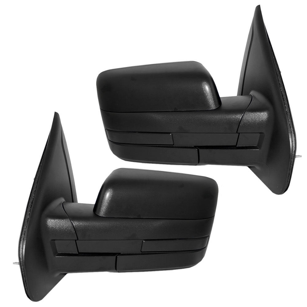 Brock Replacement Driver and Passenger Side Standard Type Manual Mirrors Textured Black without Spotter Glass Compatible with 2009-2010 F-150