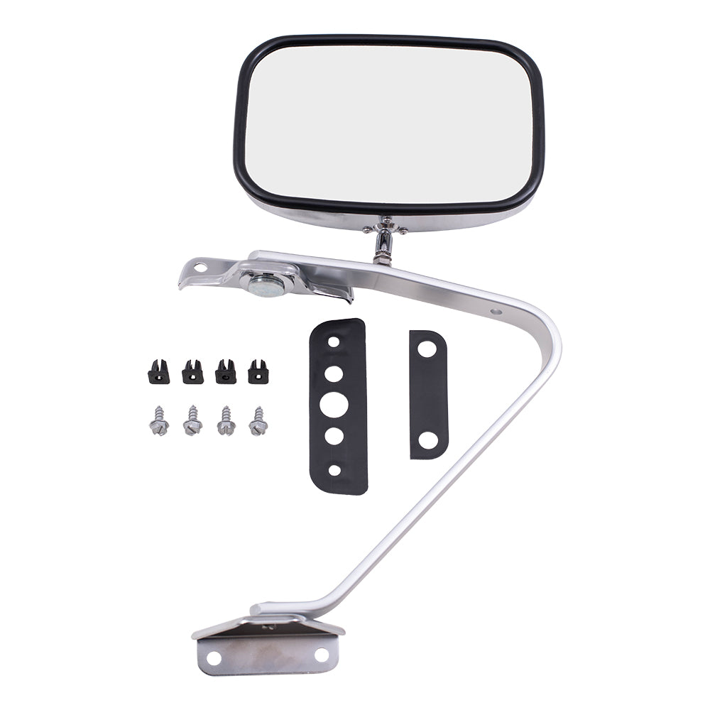 Manual Side View Chrome Mirror with Metal Housing Replacement for 1980-1997 F100 F150 F250 F350 Pickup 1980-1996 Bronco
