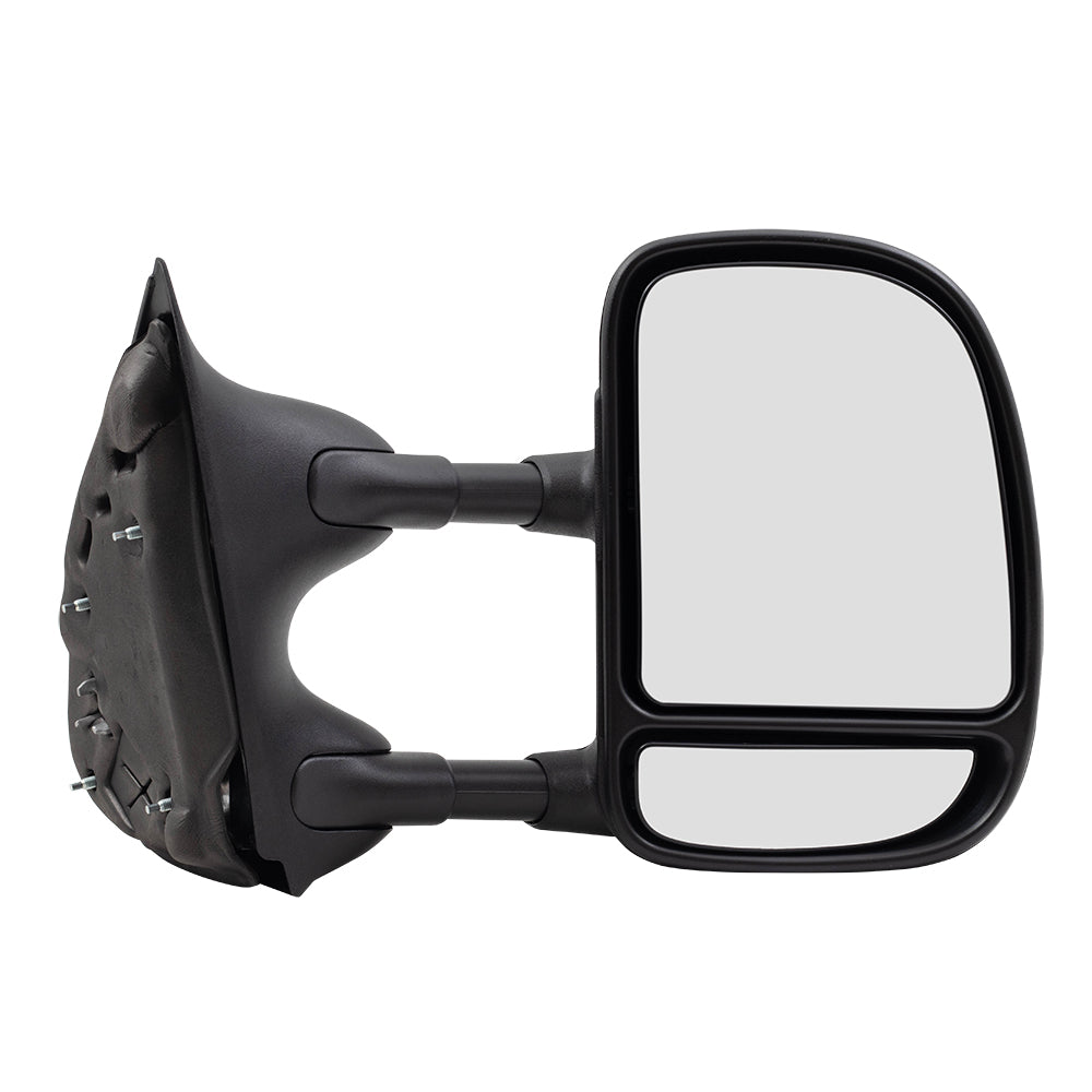 Brock Replacement Passengers Manual Tow Side Mirror Telescopic Dual Arms Double Swing Compatible with 1999-2007 Super Duty Pickup Truck 3C3Z17682AAA