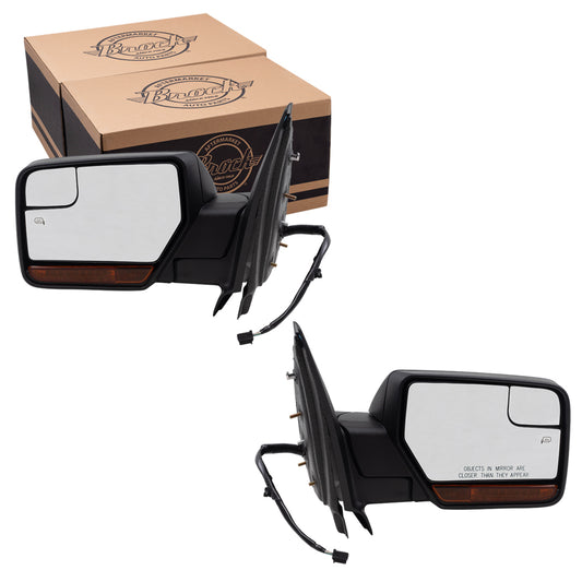 BROCK Pair Side Power Mirrors Replacement for 2012-2017 Ford Expedition Driver and Passenger Set Heated Signal Memory Spotter Glass Puddle Lamp Manual Folding CL1Z17683BA CL1Z17682BA