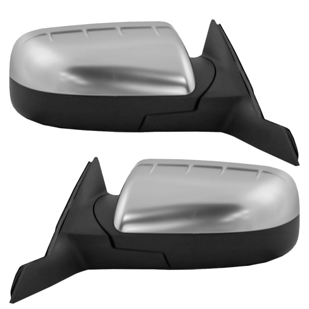 Driver and Passenger Power Side View Mirrors Heated Puddle Lamp Satin Chrome Covers Replacement for 2008-2009 Taurus Sable 8G1Z17683F 8G1Z17682F