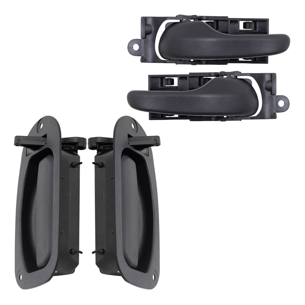 Brock Replacement 4 Pc Set Inside Door Handles Textured Compatible with 97-03 F150 Extended Cab