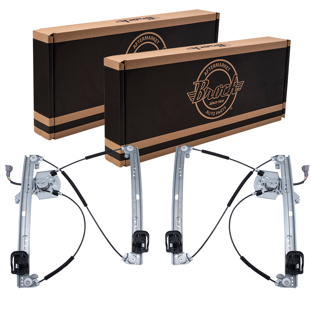 Brock Replacement Front Driver and Passenger Side Power Window Regulators with Motor-6 Pin Connector and One-Touch Open/Close Compatible with 2013-2019 Escape