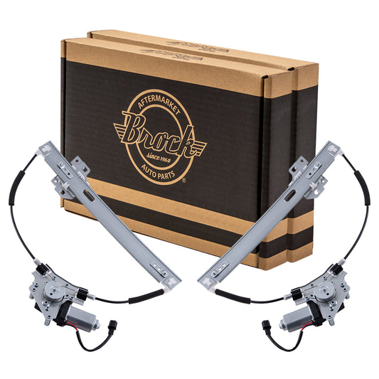 Driver and Passenger Front Power Window Lift Regulators & Motors Assemblies Replacement for Ford Mercury AL8Z7823201A AL8Z7823200A