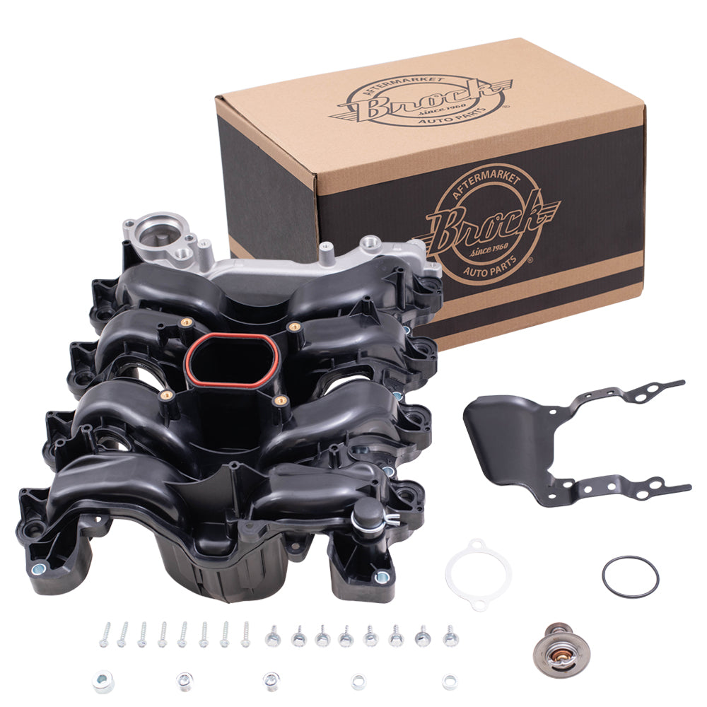 Brock Replacement Intake Manifold with Thermostat Upgraded Design Compatible with 2001-2011 Ford Crown Victoria