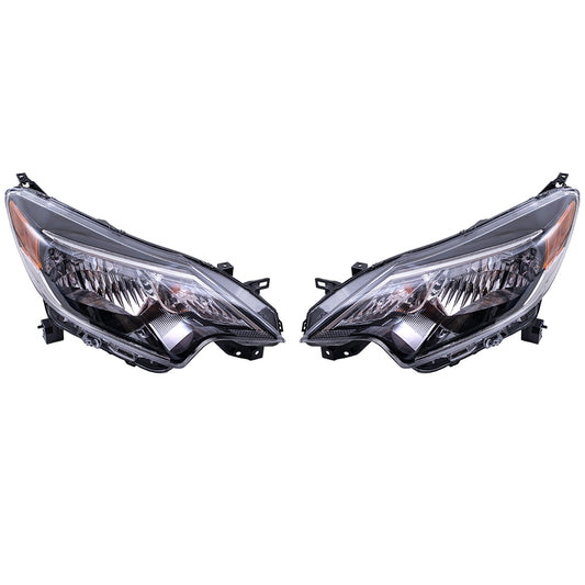 Brock Aftermarket Replacement Driver Left Passenger Right Halogen Combination Headlight Assembly Set Compatible With 2017-2019 Nissan Versa Note