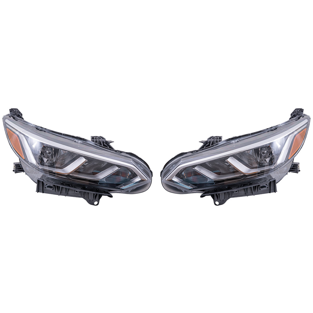 Brock Aftermarket Replacement Driver Left Passenger Right Halogen Combination Headlight Assembly Set Compatible With 2020-2022 Nissan Sentra