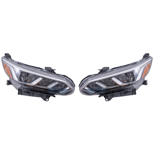 Brock Aftermarket Replacement Driver Left Passenger Right Halogen Combination Headlight Assembly Set Compatible With 2020-2022 Nissan Sentra