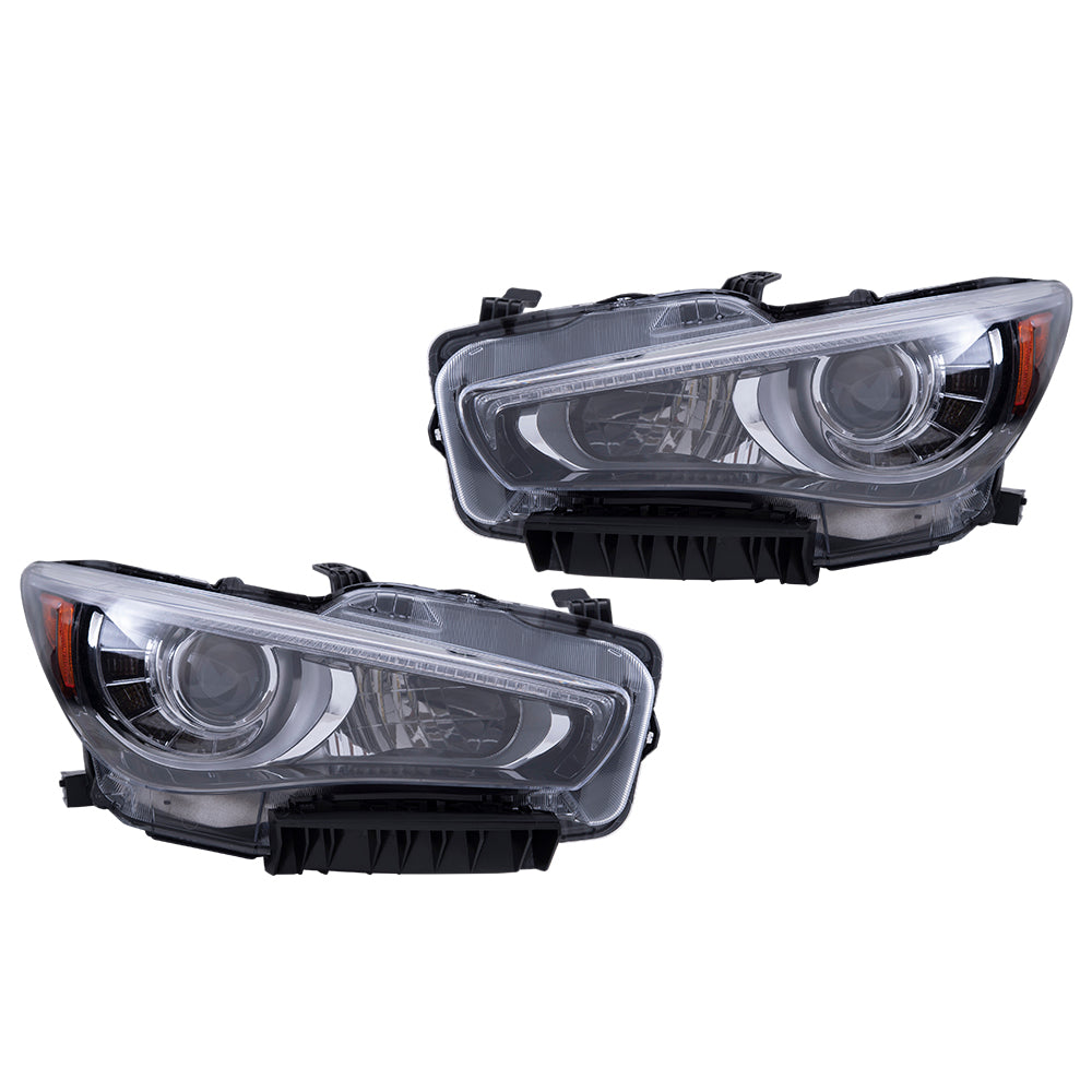 2014-2017 Infinity Q50 Without Adaptive Lighting LED Combination Headlight Assembly Set LH+RH 2014-2017 Infinity Q50 Hybrid Without Adaptive Lighting