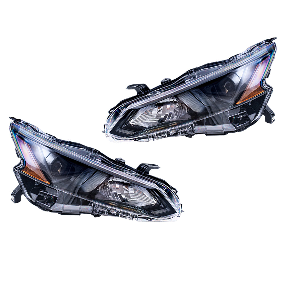 Halogen Combination Headlight Assembly Set With Black Bezel Driver Side Left Passenger Side Right For 2022 Nissan Altima