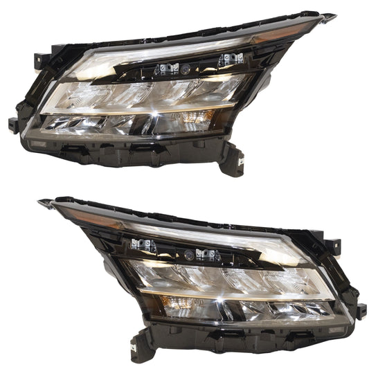 Halogen Combination Headlight Assembly With Chrome Trim 2 Piece Set Driver Side Left Passenger Side Right For 2022-2025 Nissan Pathfinder S/SV/SL/Platinum
