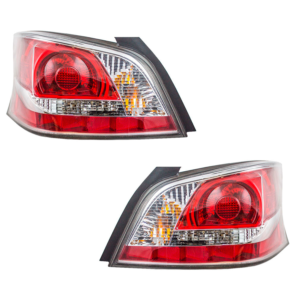 Brock Replacement Driver and Passenger Taillights Tail Lamps with Grey Edge Trim Compatible with 13-15 Altima Sedan 26555-9HM0A 26550-9HM0A