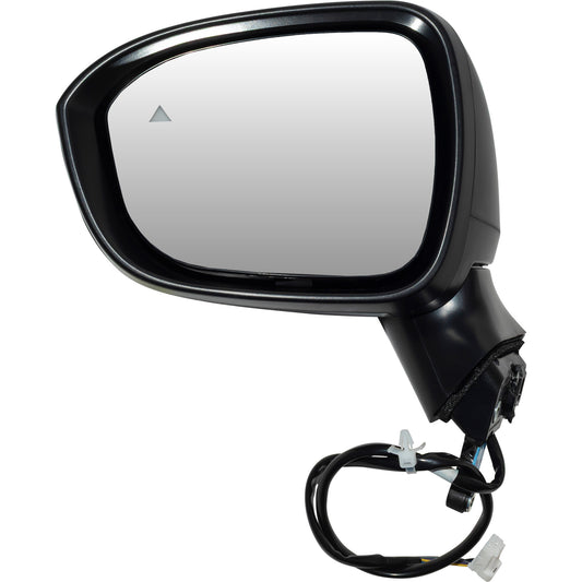 Power Door Mirror Textured Black Driver Side Left With Blind Spot Detection Without Heat-Turn Signal Light-Around View Camera for 2021-2022 Nissan Rogue S