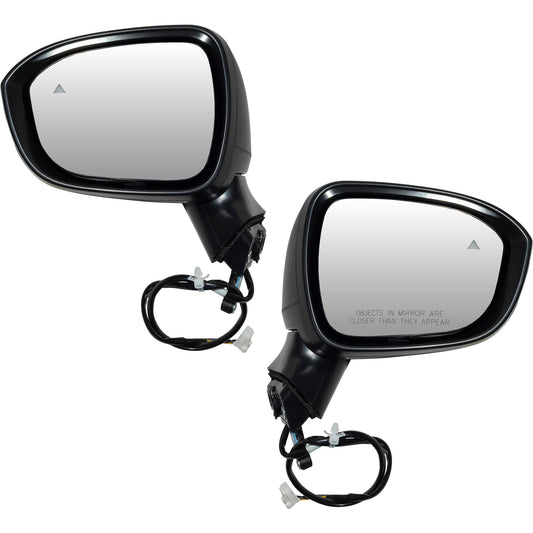 Power Door Mirror Textured Black Set Driver Side Left Passenger Side Right With Blind Spot Detection Without Heat-Turn Signal Light-Around View Camera for 2021-2022 Nissan Rogue S