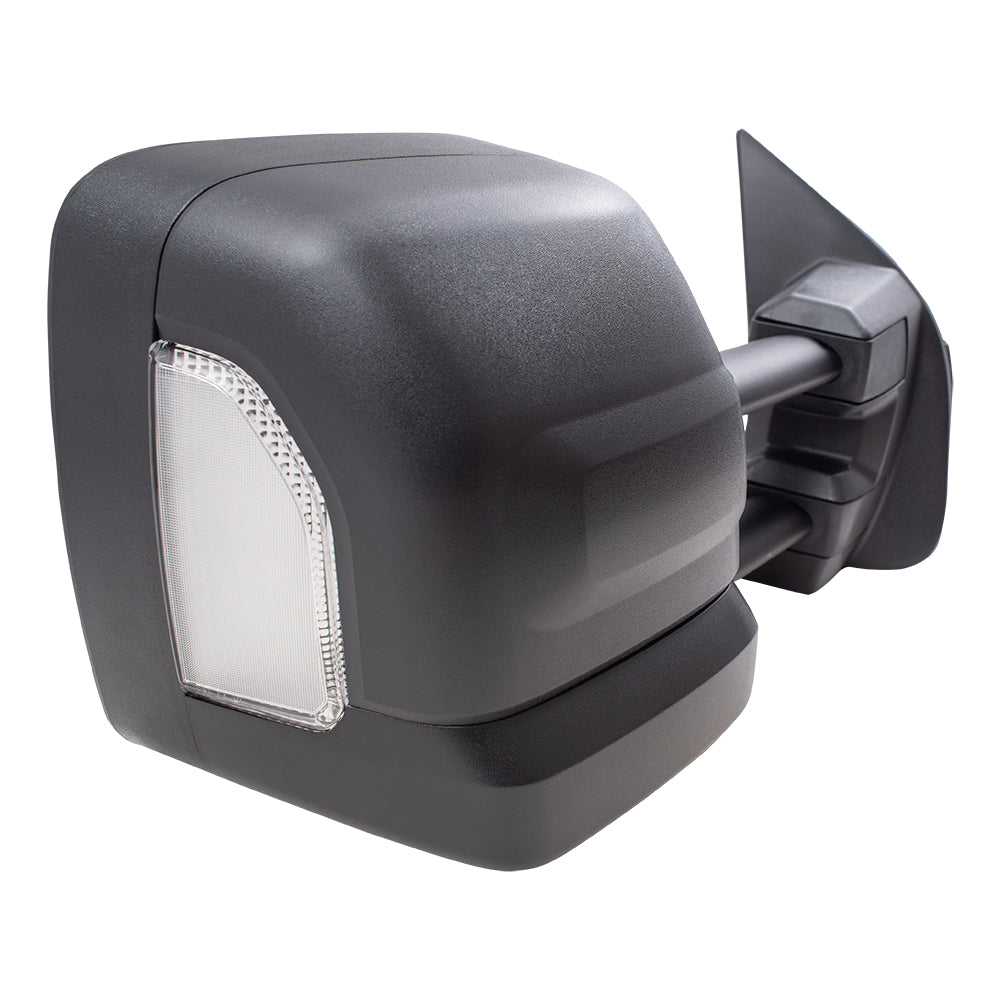 Brock Aftermarket Replacement Part Passenger Side Power Tow Mirrors Textured Black with Heat, Signal, and Puddle Light Compatible with 2016-2019 Nissan Titan XD