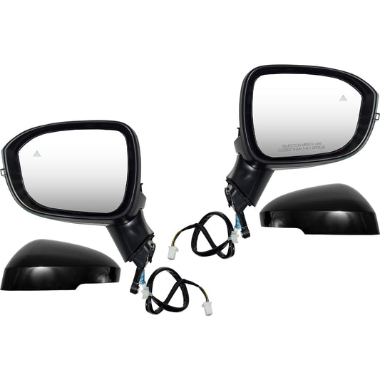Power Door Mirror Set Driver Side Left Passenger Side Right Paint To Match Black With Heat-Turn Signal Light-Blind Spot Detection Without Around View Camera Set for 2021-2024 Nissan Rogue SV USA Built