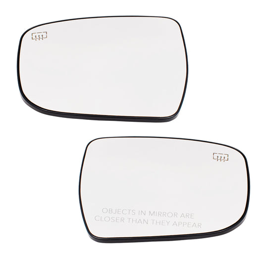 Brock Replacement Pair Set Side View Mirror Glass & Bases Heated Compatible with 15-21 Murano 14-20 Rogue 13-20 Pathfinder 963664BA1A 963654BA1A
