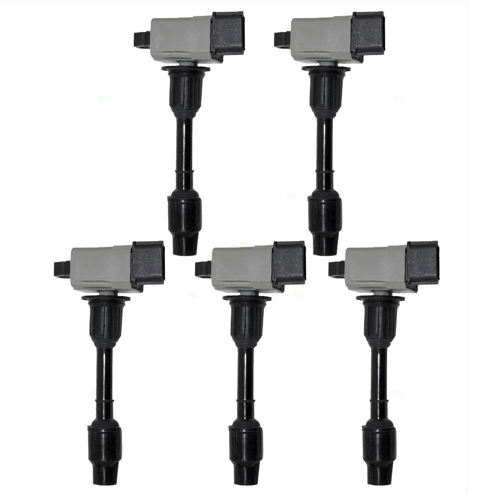 Brock Replacement for 5 Piece Set Ignition Spark Plug Coils Compatible with 01 Pathfinder SUV 224484W010 224484W011