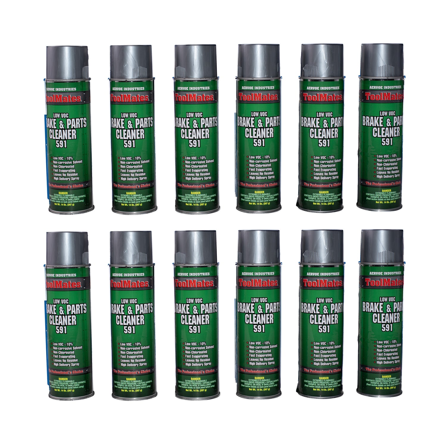 ToolMates 591 Low VOC Brake and Parts Cleaner- Non-Corrosive Degreaser Removes Contaminants From Brake Drums, Linings and Pads 14 oz Can Case of 12