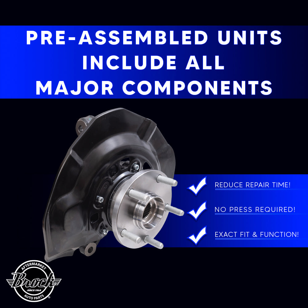 Brock Aftermarket Replacement Front Driver Left Passenger Right Loaded Steering Knuckle Assembly Set Compatible with 2005-2011 Toyota Avalon