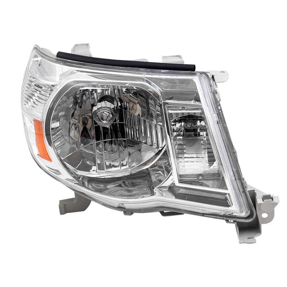 Brock Replacement Driver and Passenger Headlights Headlamps with Bright Chrome Bezels Compatible with 2005-2011 Tacoma 8115004163 8111004163