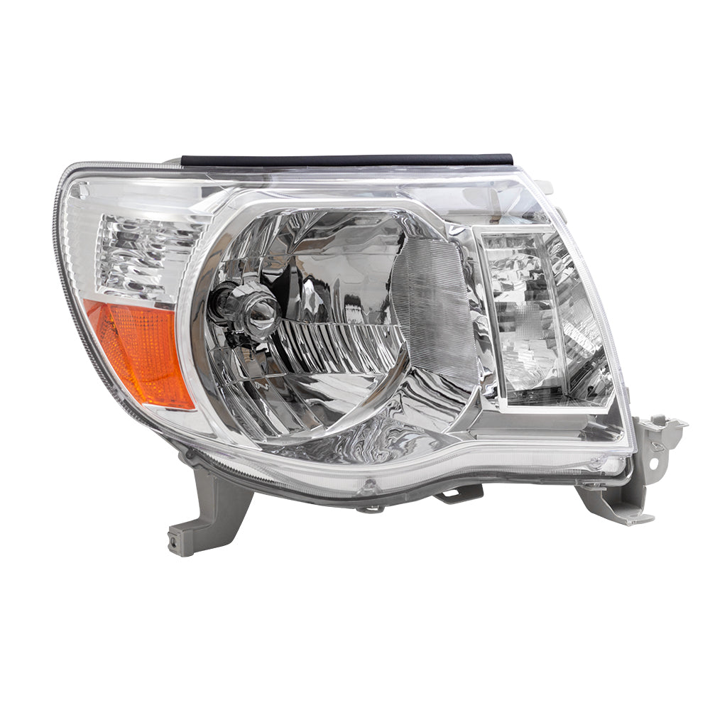 Brock Replacement Driver and Passenger Headlights Headlamps with Bright Chrome Bezels Compatible with 2005-2011 Tacoma 8115004163 8111004163
