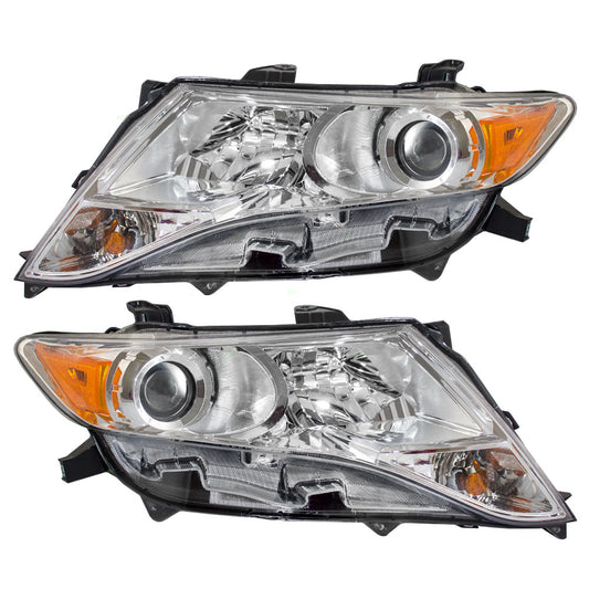 Brock Replacement Driver and Passenger Halogen Headlights Headlamps Compatible with 2009-2016 Venza 811500T020 811100T020