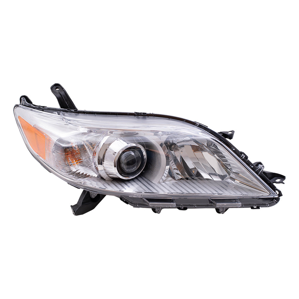 Halogen Combination Headlight Assembly With Chrome Bezel Without LED Daytime Running Light Passenger Side Right For 2011-2020 Toyota Sienna
