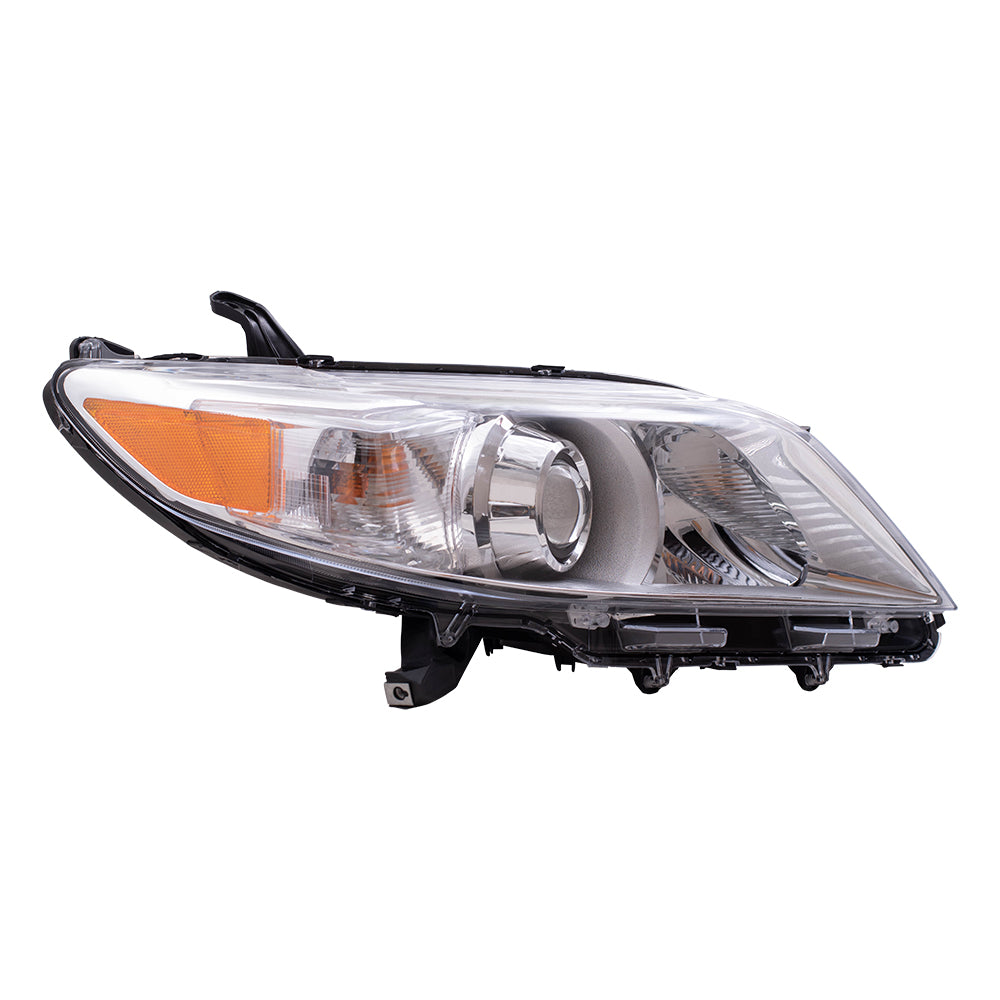 Halogen Combination Headlight Assembly With Chrome Bezel Without LED Daytime Running Light Passenger Side Right For 2011-2020 Toyota Sienna