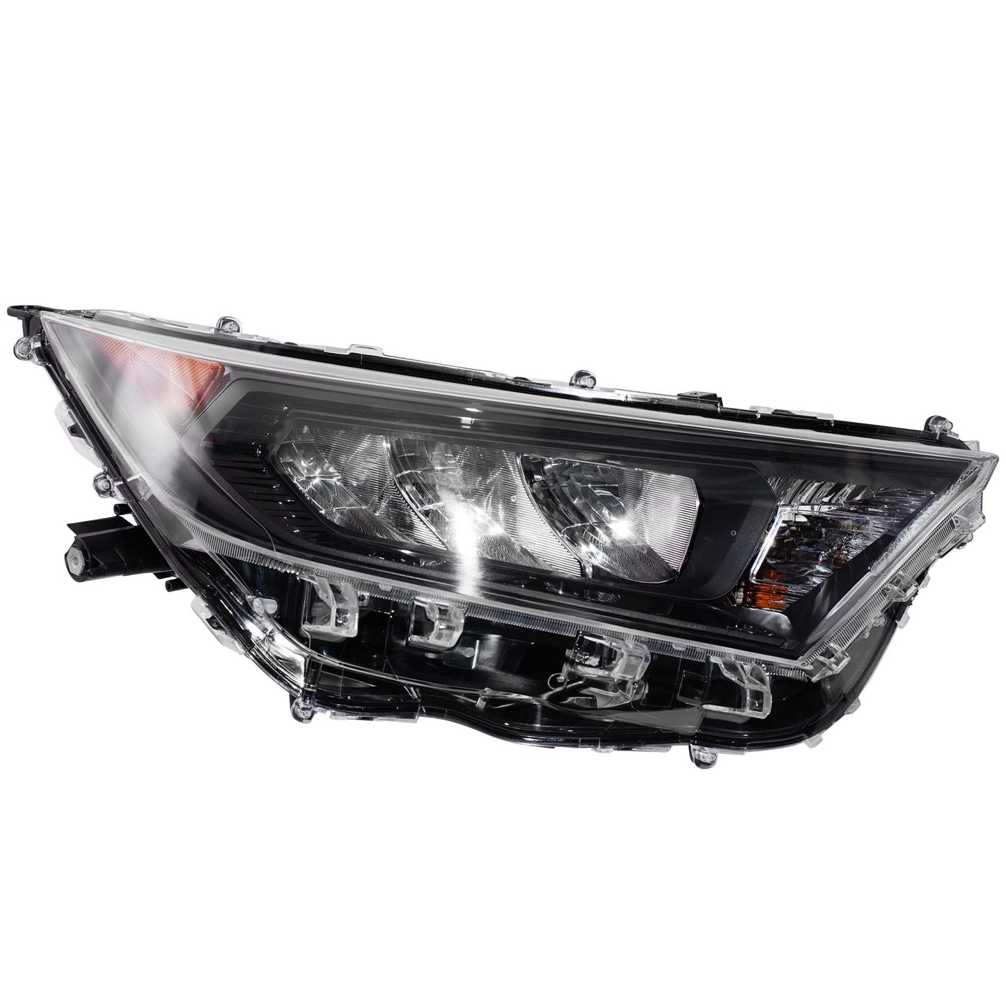 CAPA Certified LED Combination Headlight Assembly With Black Bezel Right For 2019-2022 Toyota RAV4 LE North America Built Without LED Signal Light 2019-2021 Toyota RAV4 Hybrid LE North American Built Without Adaptive Lighting
