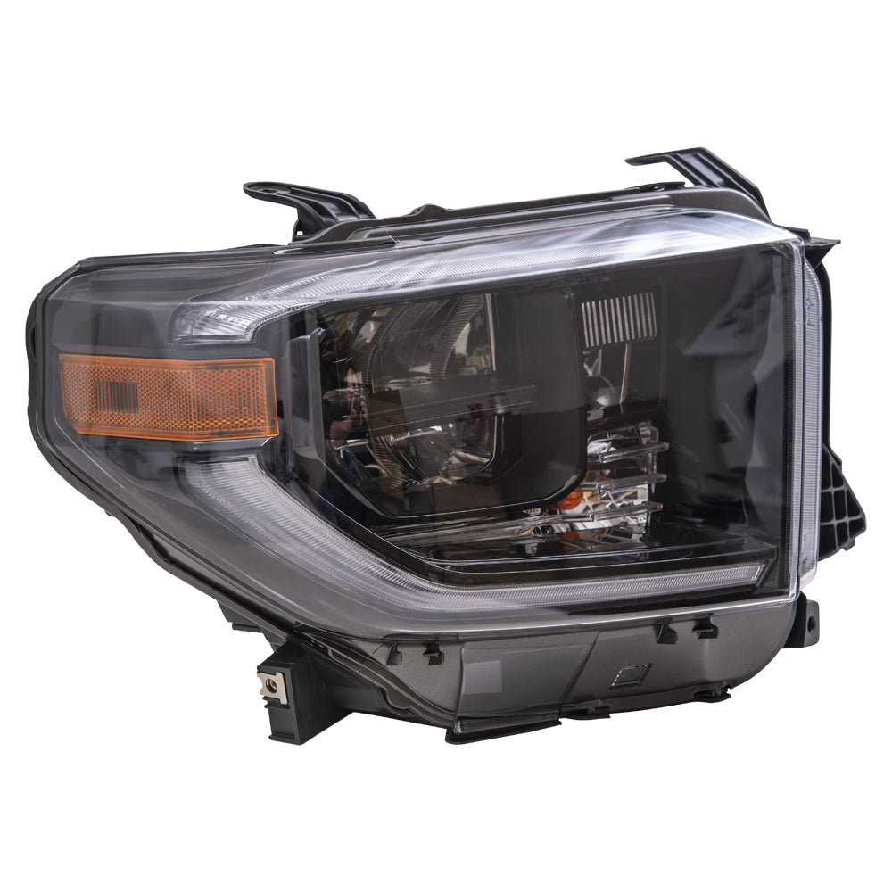 Brock Aftermarket Replacement Driver Left Passenger Right LED Combination Headlight Assembly Set With Smoked Chrome Accent Compatible With 2019-2021 Toyota Tundra