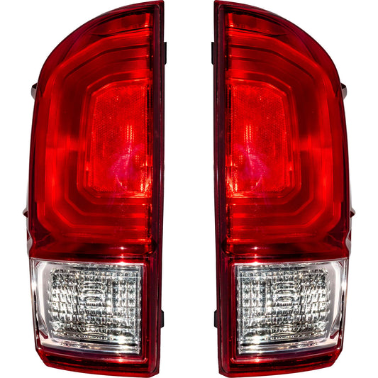 Brock Aftermarket Replacement Driver Left Passenger Right Combination Tail Light Assembly Without Black Bezel Set Compatible With 2016-2017 Toyota Tacoma SR/SR5