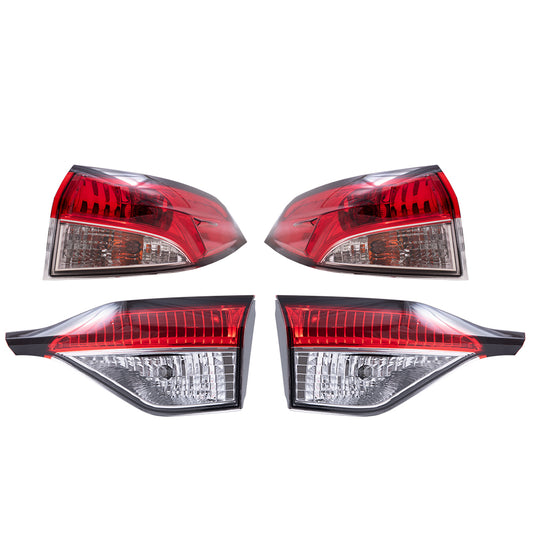 2020-2024 Toyota Corolla L/LE/SE Sedan North America Built Combination Tail Light Assembly 4 Piece Set Body & Trunk Lid Mounted LH+RH