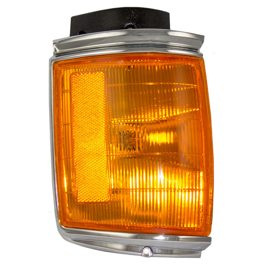 Brock Replacement Drivers Park Clearance Light Lamp with Chrome Trim Compatible with 1987-1988 2-Wheel Drive Pickup Truck