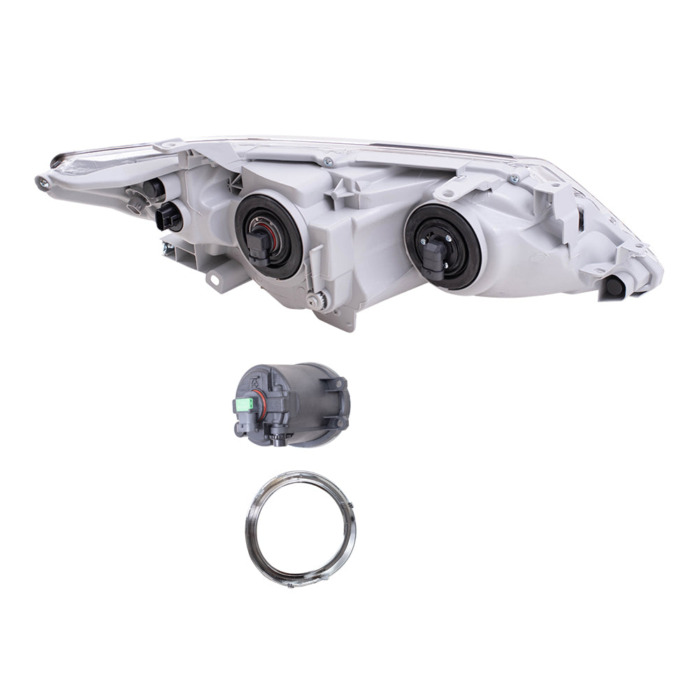 Brock Replacement Driver and Passenger Side Halogen Combination Headlights, Fog Lights and Fog Light Brackets 6 Piece Set Compatible with 2012-2014 Camry SE/SE Sport