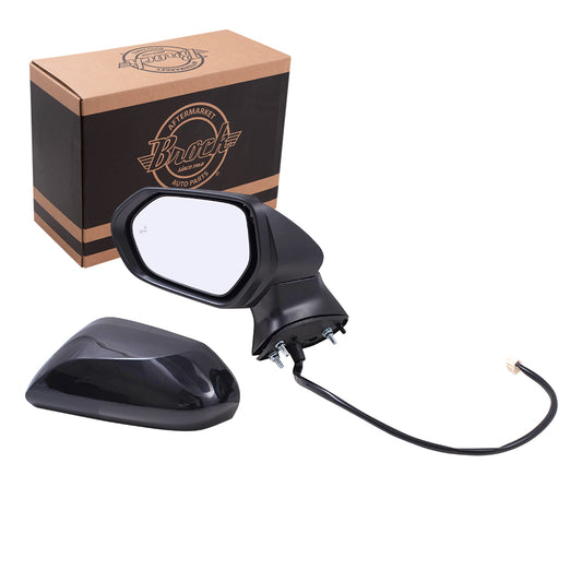 Brock Aftermarket Replacement Driver Left Power Mirror With Heat-Signal-Blind Spot Detection Without Camera Paint To Match Black Compatible With 2018-2021 Toyota Camry