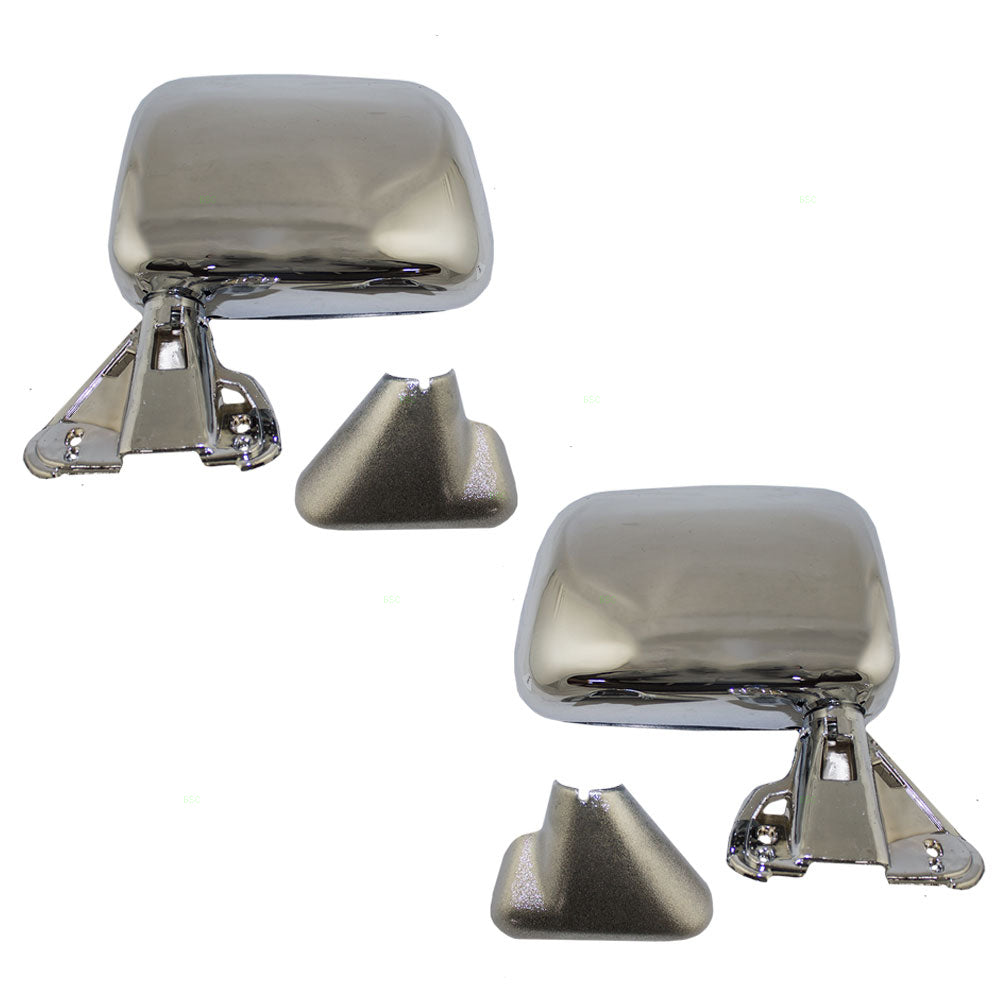 Brock Replacement Driver and Passenger Manual Side View Mirror Chrome Door Mounted Compatible with 87-88 Pickup 87-89 4Runner 8794089134 8791089136
