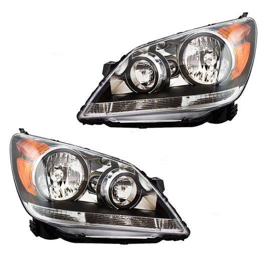 Brock Replacement Driver and Passenger Halogen Headlights Headlamps Compatible with 08-10 Odyssey Van 33150SHJA51 33100SHJA51