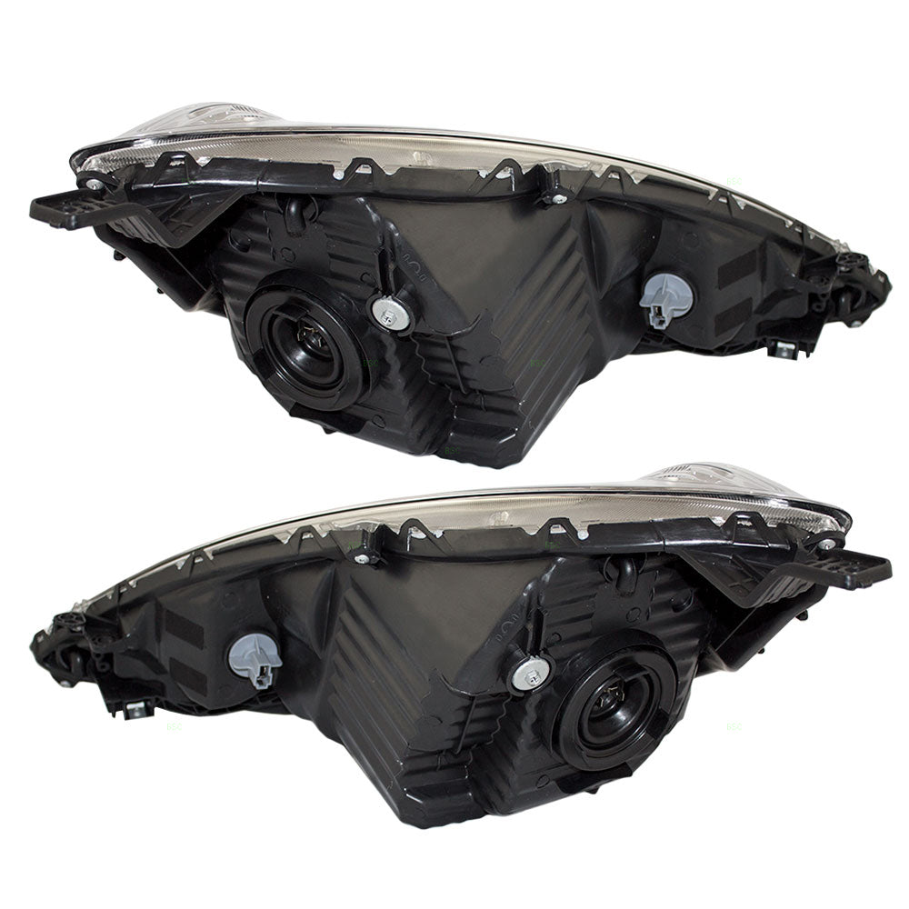 Brock Replacement Driver and Passenger Headlights with Chrome Bezels Compatible with 2009-2011 Fit Sport 33150TK6A11 33100TK6A11