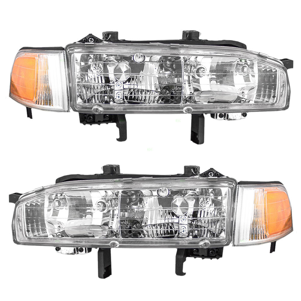 Brock Replacement Driver and Passenger Combination Headlights Headlamps Compatible with Accord 33150SM4A04 33100SM4A04
