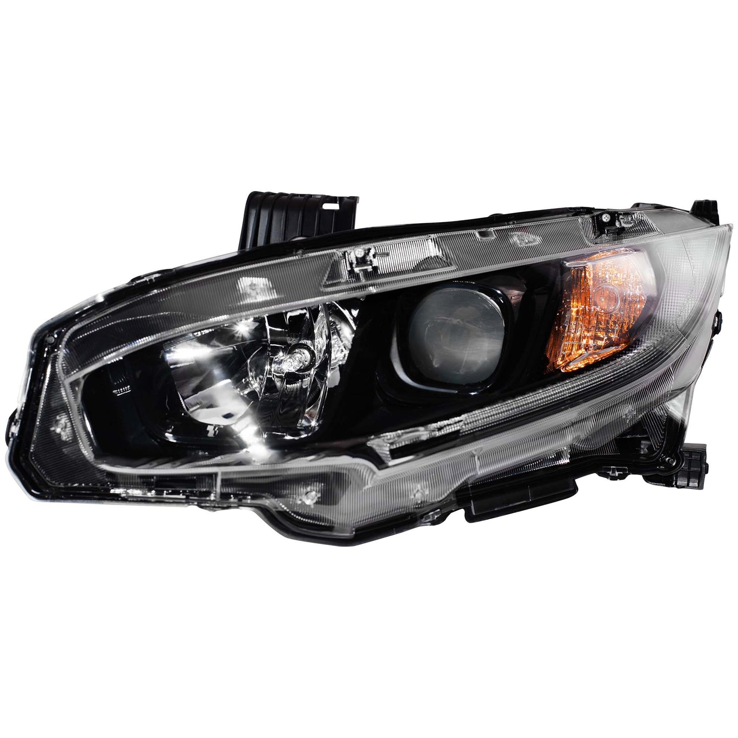 CAPA Certified Halogen Combination Headlight Assembly With Black Bezel Driver Side Left For 2019-2021 Honda Civic