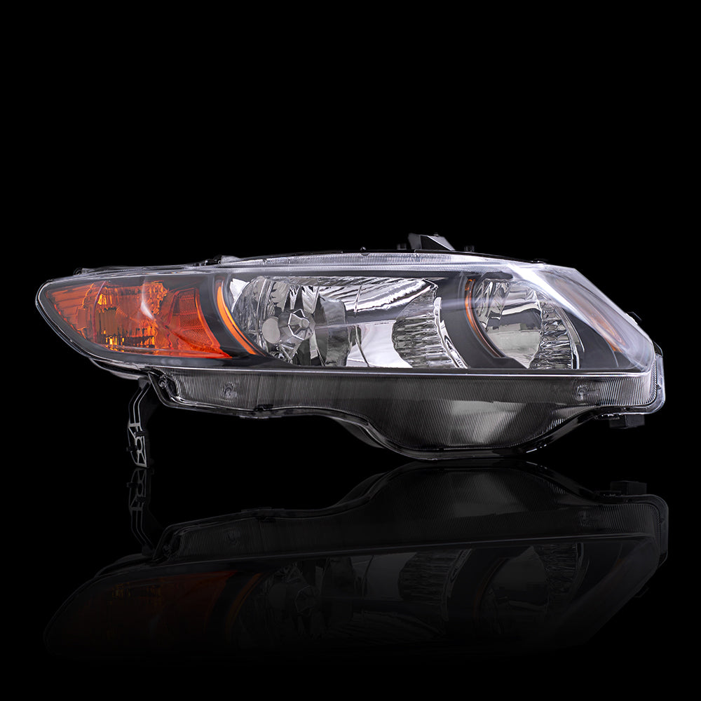 Brock Replacement Halogen Combination Headlight Unit Set Compatible with 2006-2009 Honda Civic Si Coupe