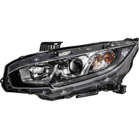 CAPA Certified Halogen Combination Headlight Assembly With Chrome Bezel Driver Left For 2016-2020 Honda Civic Sedan 2016-2019 Honda Civic Coupe 2017-2018 Honda Civic Hatchback