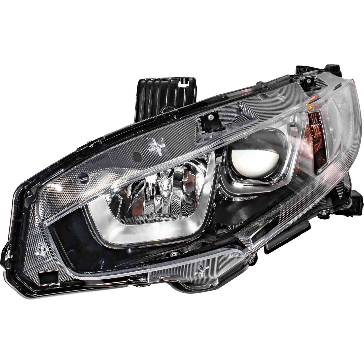 CAPA Certified Halogen Combination Headlight Assembly With Chrome Bezel Driver Left For 2016-2020 Honda Civic Sedan 2016-2019 Honda Civic Coupe 2017-2018 Honda Civic Hatchback